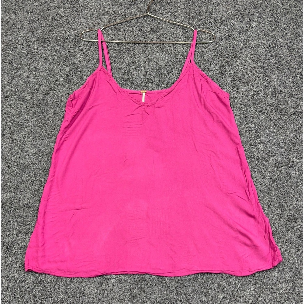 Free People Tank Top Womens L Pink Magenta Cami Viscose Boho Festival Layering